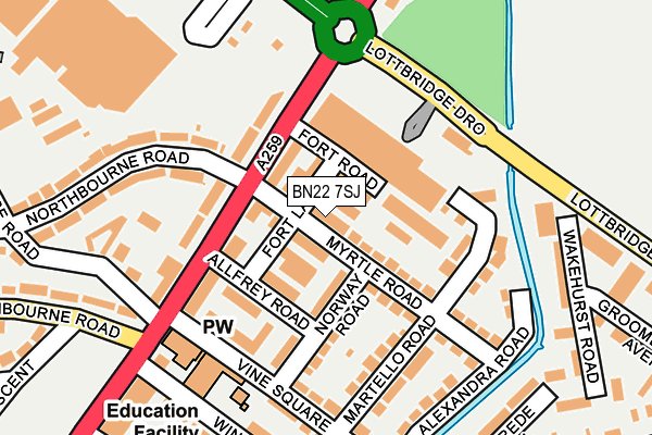 BN22 7SJ map - OS OpenMap – Local (Ordnance Survey)