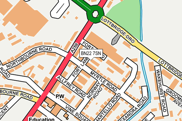 BN22 7SN map - OS OpenMap – Local (Ordnance Survey)