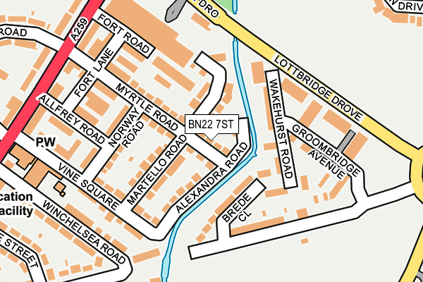 BN22 7ST map - OS OpenMap – Local (Ordnance Survey)