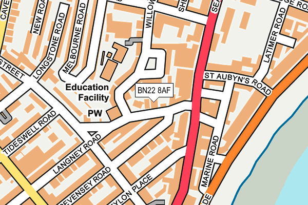 BN22 8AF map - OS OpenMap – Local (Ordnance Survey)