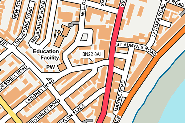 BN22 8AH map - OS OpenMap – Local (Ordnance Survey)