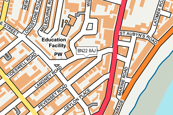 BN22 8AJ map - OS OpenMap – Local (Ordnance Survey)