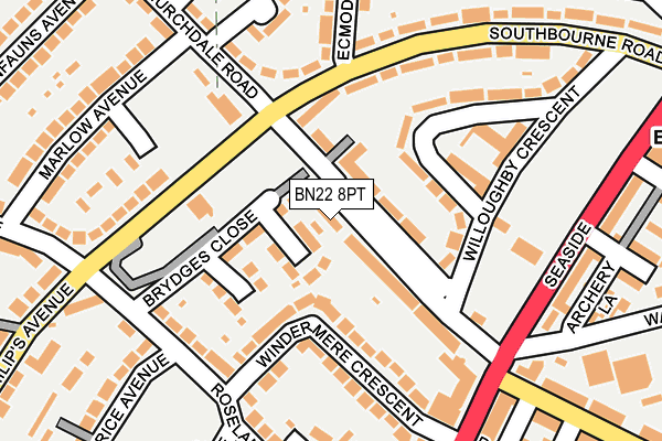 BN22 8PT map - OS OpenMap – Local (Ordnance Survey)