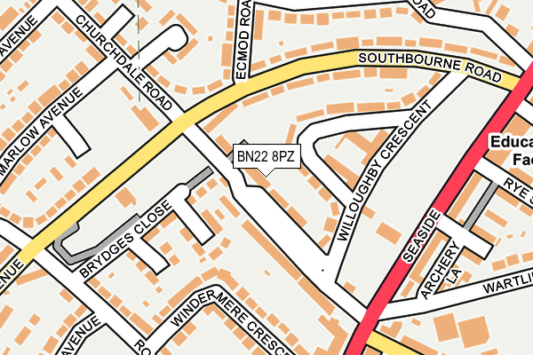 BN22 8PZ map - OS OpenMap – Local (Ordnance Survey)