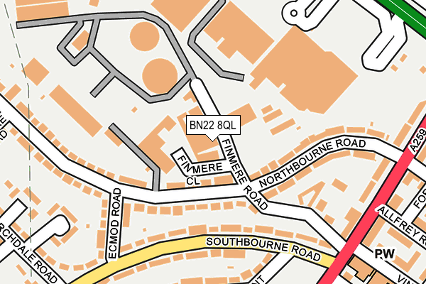 BN22 8QL map - OS OpenMap – Local (Ordnance Survey)
