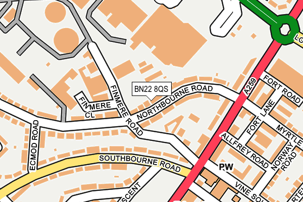 BN22 8QS map - OS OpenMap – Local (Ordnance Survey)