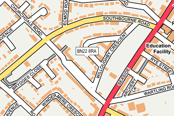 BN22 8RA map - OS OpenMap – Local (Ordnance Survey)
