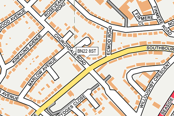 BN22 8ST map - OS OpenMap – Local (Ordnance Survey)