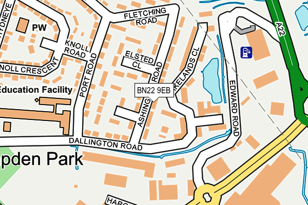 BN22 9EB map - OS OpenMap – Local (Ordnance Survey)