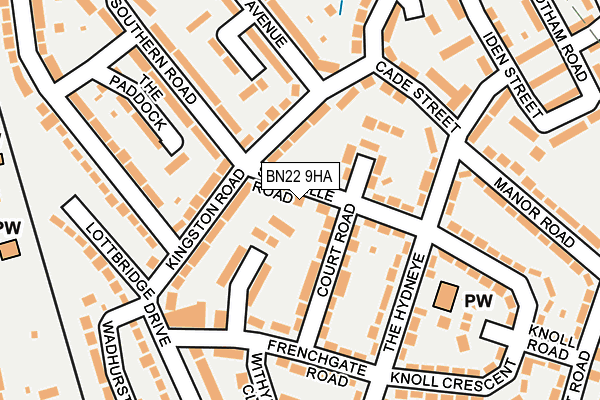 BN22 9HA map - OS OpenMap – Local (Ordnance Survey)