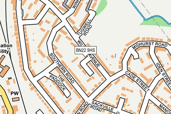 BN22 9HS map - OS OpenMap – Local (Ordnance Survey)