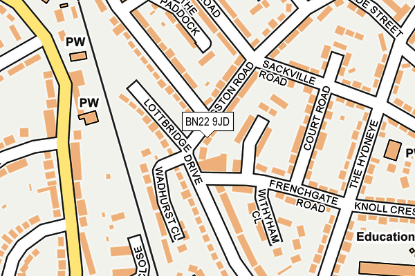 BN22 9JD map - OS OpenMap – Local (Ordnance Survey)