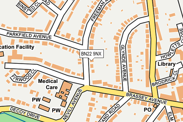 BN22 9NX map - OS OpenMap – Local (Ordnance Survey)
