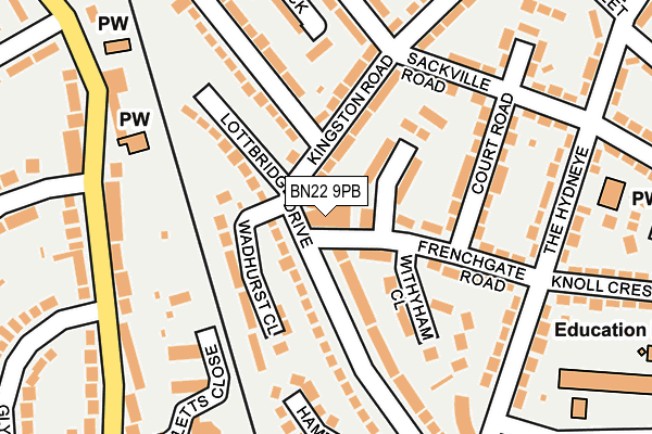 BN22 9PB map - OS OpenMap – Local (Ordnance Survey)
