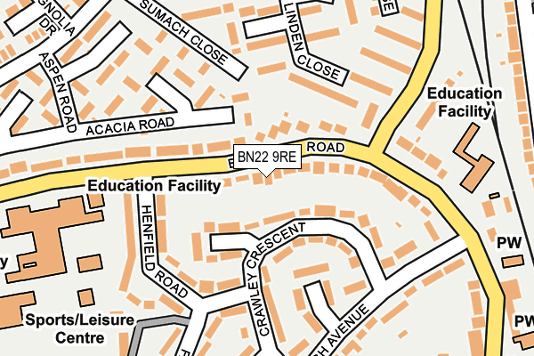 BN22 9RE map - OS OpenMap – Local (Ordnance Survey)
