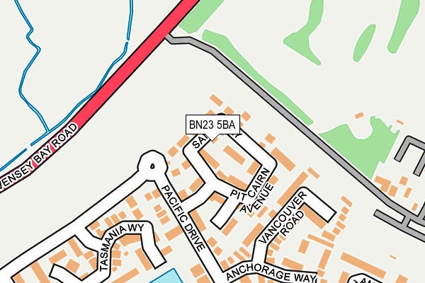 BN23 5BA map - OS OpenMap – Local (Ordnance Survey)