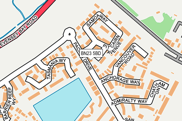 BN23 5BD map - OS OpenMap – Local (Ordnance Survey)