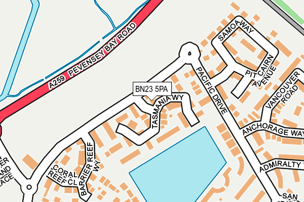 BN23 5PA map - OS OpenMap – Local (Ordnance Survey)