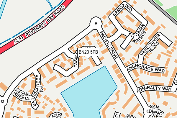 BN23 5PB map - OS OpenMap – Local (Ordnance Survey)