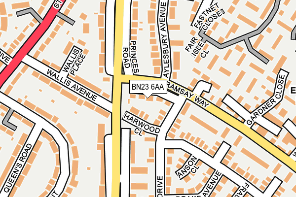 BN23 6AA map - OS OpenMap – Local (Ordnance Survey)