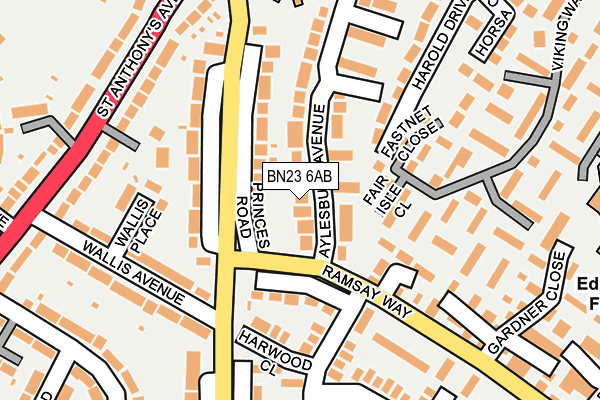 BN23 6AB map - OS OpenMap – Local (Ordnance Survey)