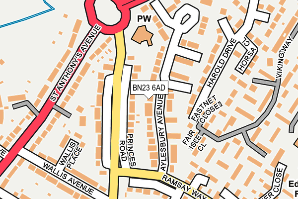 BN23 6AD map - OS OpenMap – Local (Ordnance Survey)