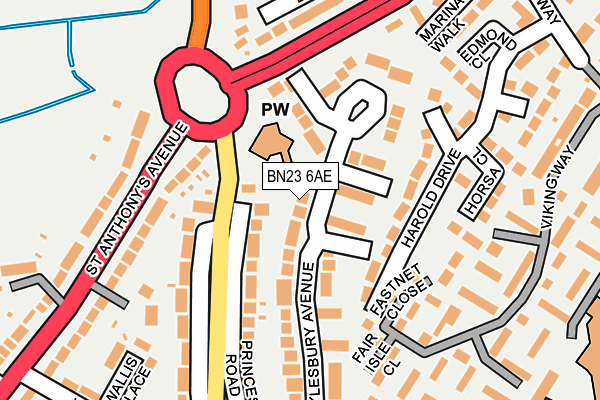 BN23 6AE map - OS OpenMap – Local (Ordnance Survey)