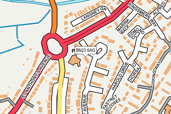 BN23 6AG map - OS OpenMap – Local (Ordnance Survey)