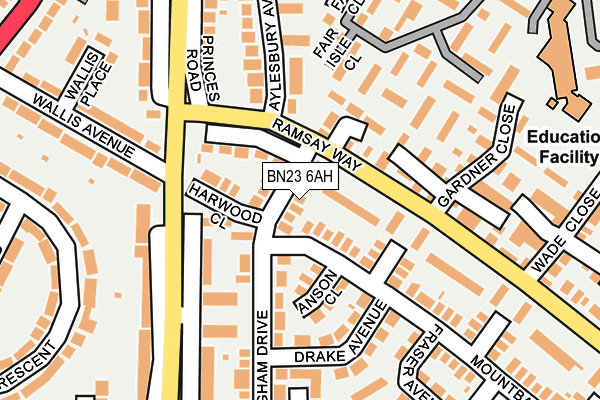 BN23 6AH map - OS OpenMap – Local (Ordnance Survey)