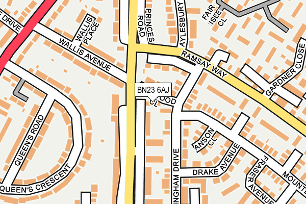 BN23 6AJ map - OS OpenMap – Local (Ordnance Survey)