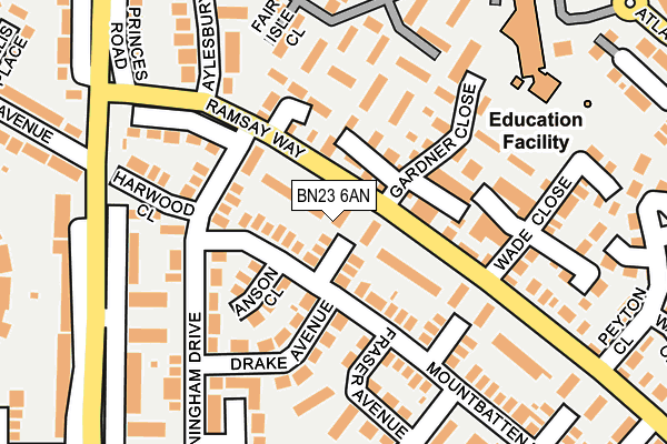 BN23 6AN map - OS OpenMap – Local (Ordnance Survey)