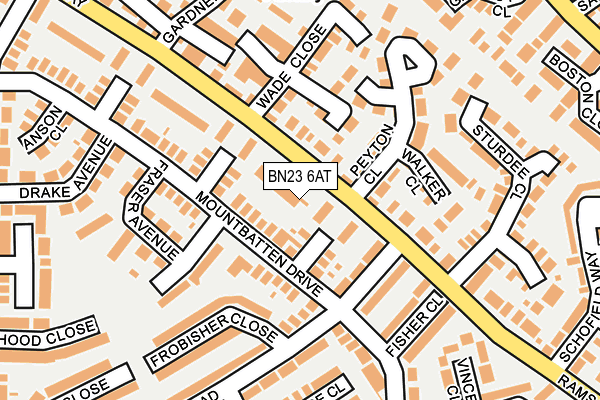 BN23 6AT map - OS OpenMap – Local (Ordnance Survey)