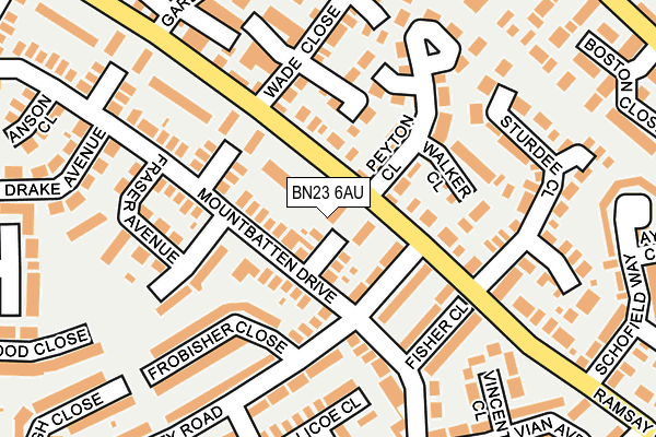 BN23 6AU map - OS OpenMap – Local (Ordnance Survey)