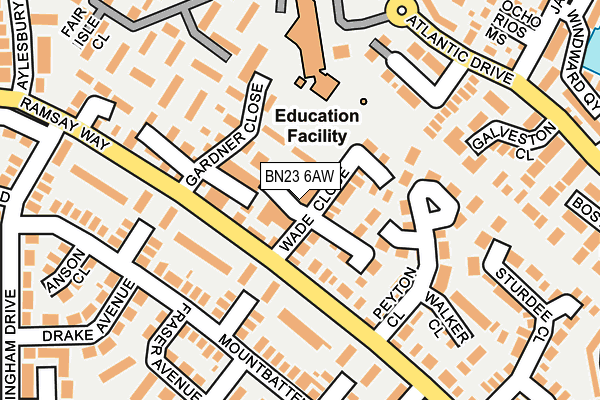 BN23 6AW map - OS OpenMap – Local (Ordnance Survey)