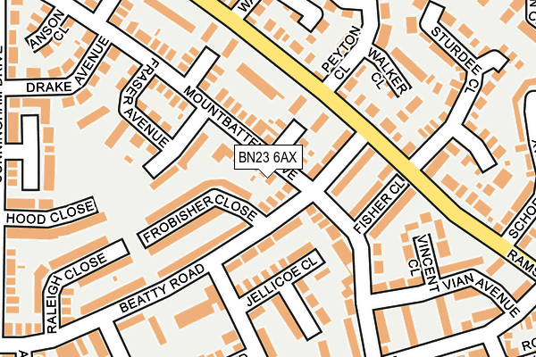 BN23 6AX map - OS OpenMap – Local (Ordnance Survey)