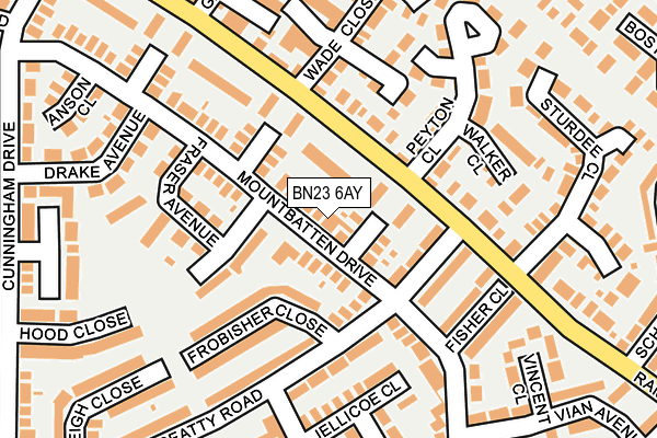 BN23 6AY map - OS OpenMap – Local (Ordnance Survey)