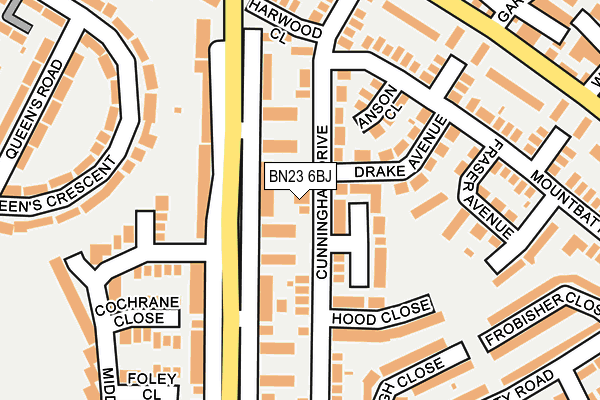 BN23 6BJ map - OS OpenMap – Local (Ordnance Survey)