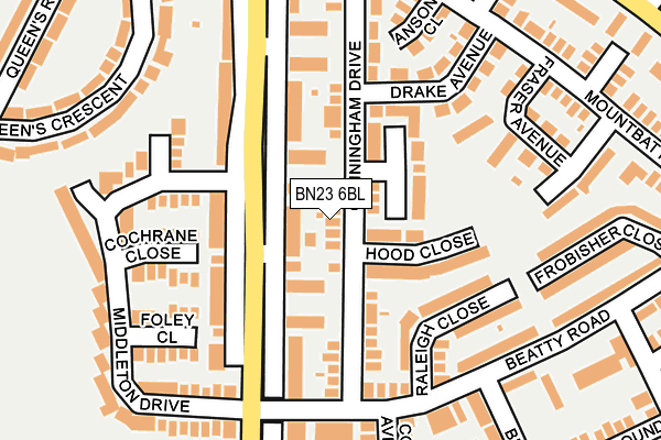 BN23 6BL map - OS OpenMap – Local (Ordnance Survey)