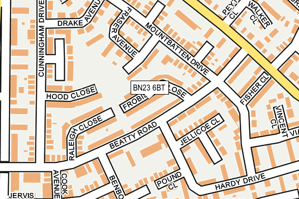 BN23 6BT map - OS OpenMap – Local (Ordnance Survey)