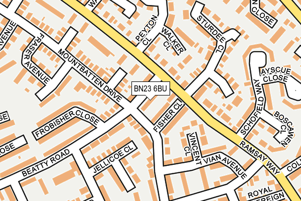 BN23 6BU map - OS OpenMap – Local (Ordnance Survey)