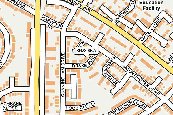 BN23 6BW map - OS OpenMap – Local (Ordnance Survey)