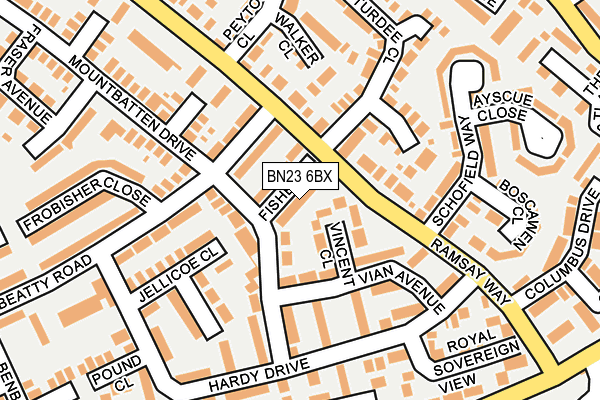 BN23 6BX map - OS OpenMap – Local (Ordnance Survey)