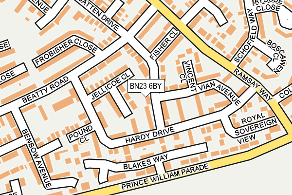 BN23 6BY map - OS OpenMap – Local (Ordnance Survey)