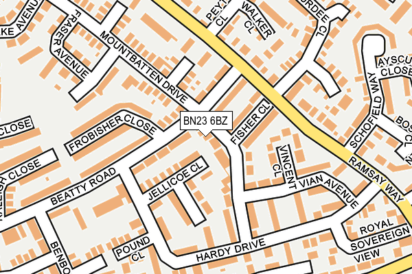 BN23 6BZ map - OS OpenMap – Local (Ordnance Survey)