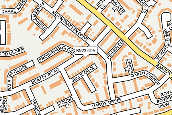 BN23 6DA map - OS OpenMap – Local (Ordnance Survey)
