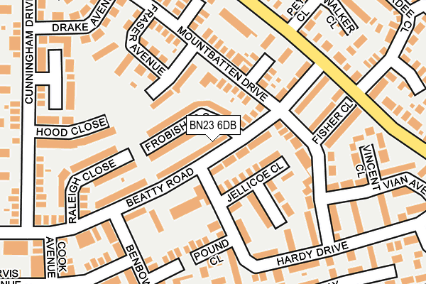 BN23 6DB map - OS OpenMap – Local (Ordnance Survey)