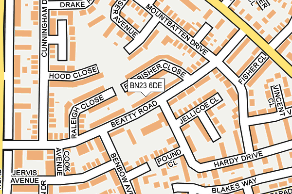 BN23 6DE map - OS OpenMap – Local (Ordnance Survey)