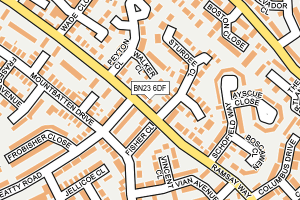 BN23 6DF map - OS OpenMap – Local (Ordnance Survey)