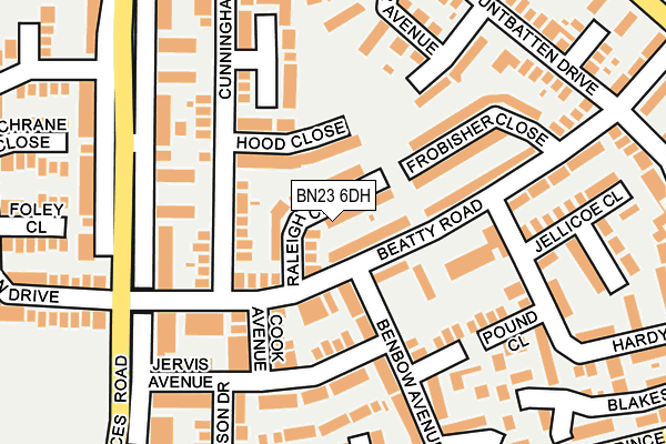 BN23 6DH map - OS OpenMap – Local (Ordnance Survey)