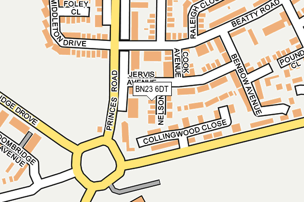 BN23 6DT map - OS OpenMap – Local (Ordnance Survey)